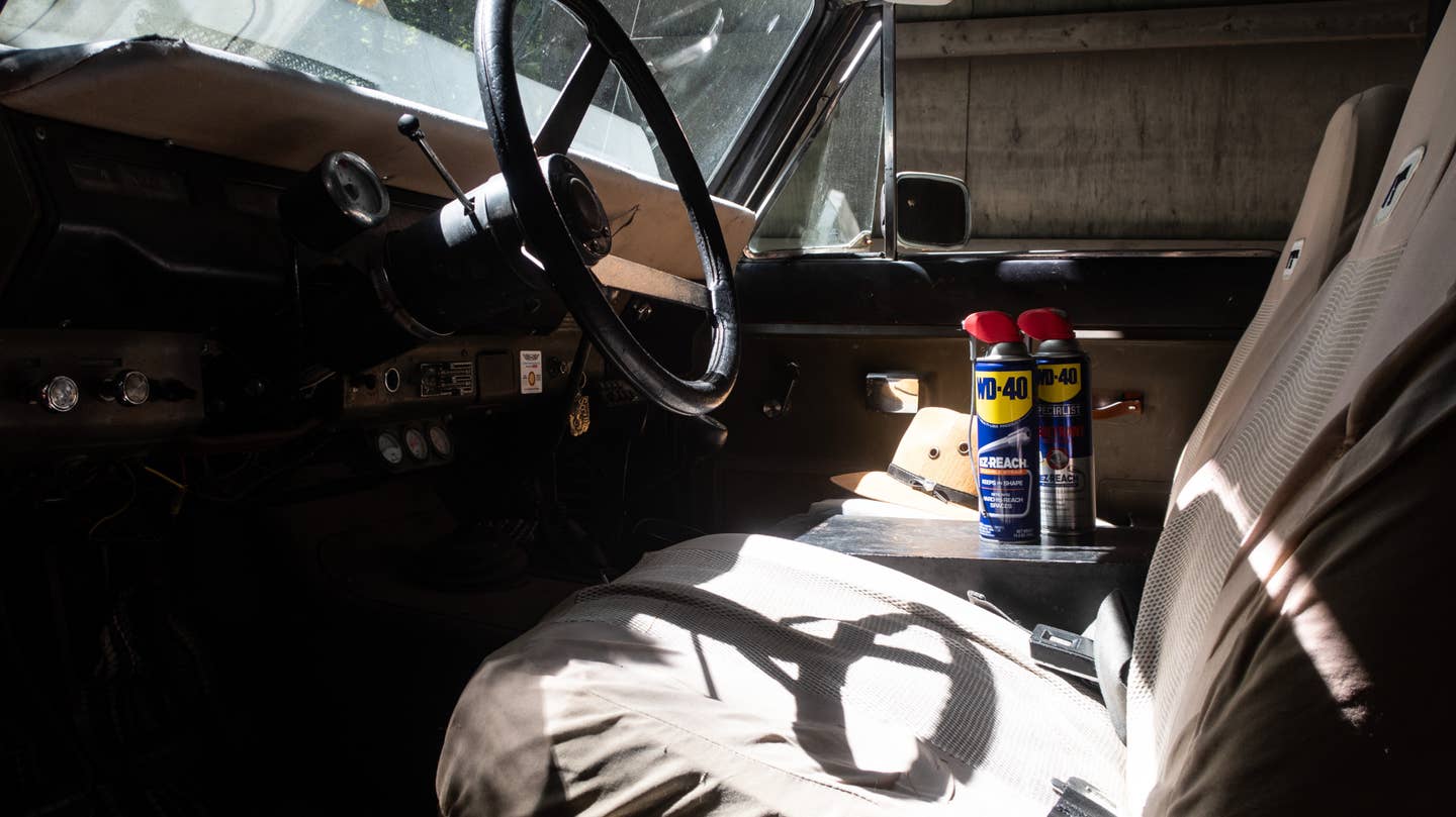 WD-40 EZ-REACH readily accessible in the cab of a truck.